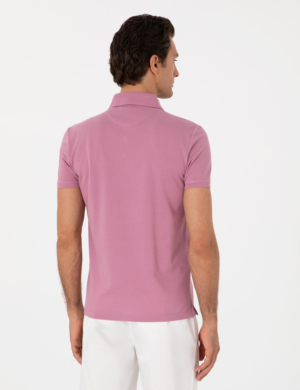 Koyu Gri Slim Fit Polo Yaka Pamuklu Basic T-shirt - Cacharel фото 5