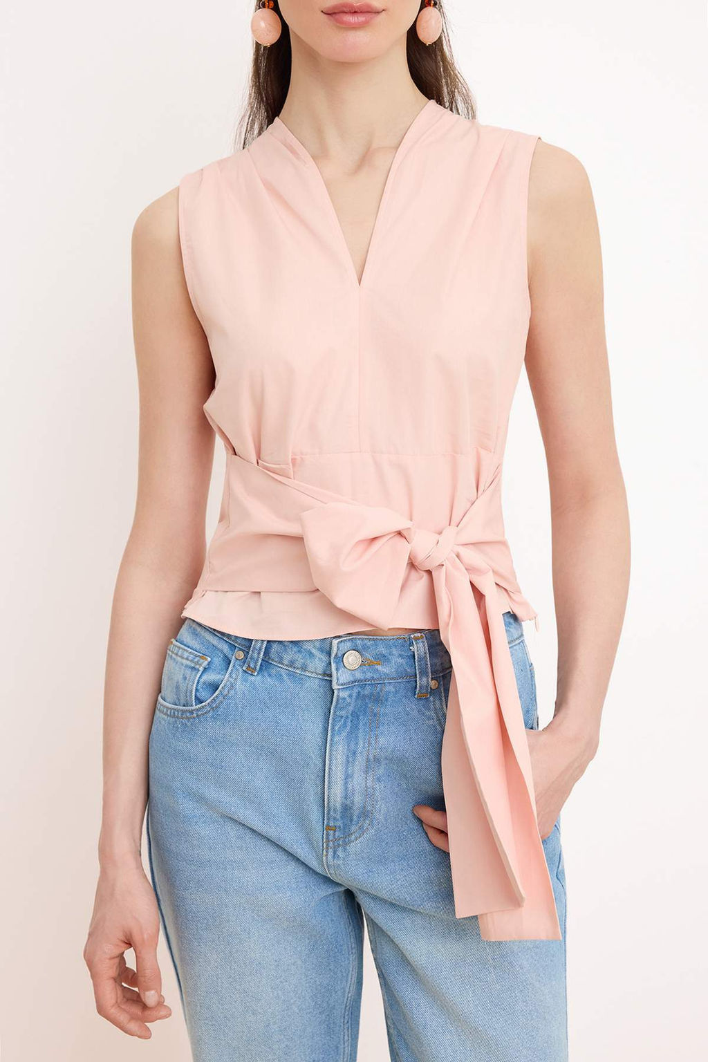 Somon Baglama Detayl? V Yaka Poplin Dokuma Bluz TWOSS26BZ00350 - Trendyolmilla фото 3