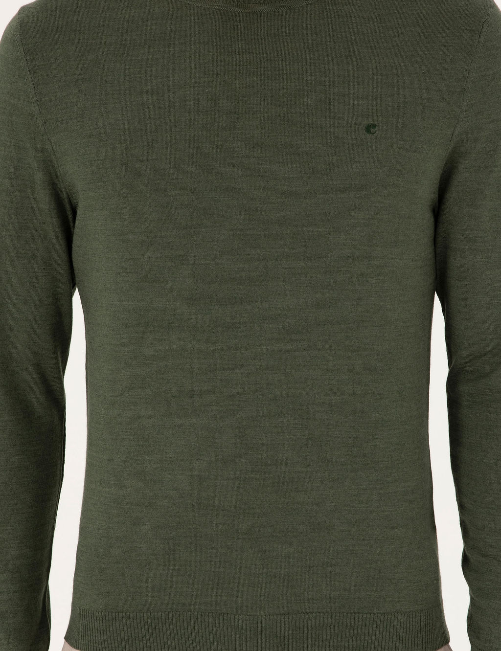 Базовый свитер приталенного кроя цвета хаки - Cacharel фото 6