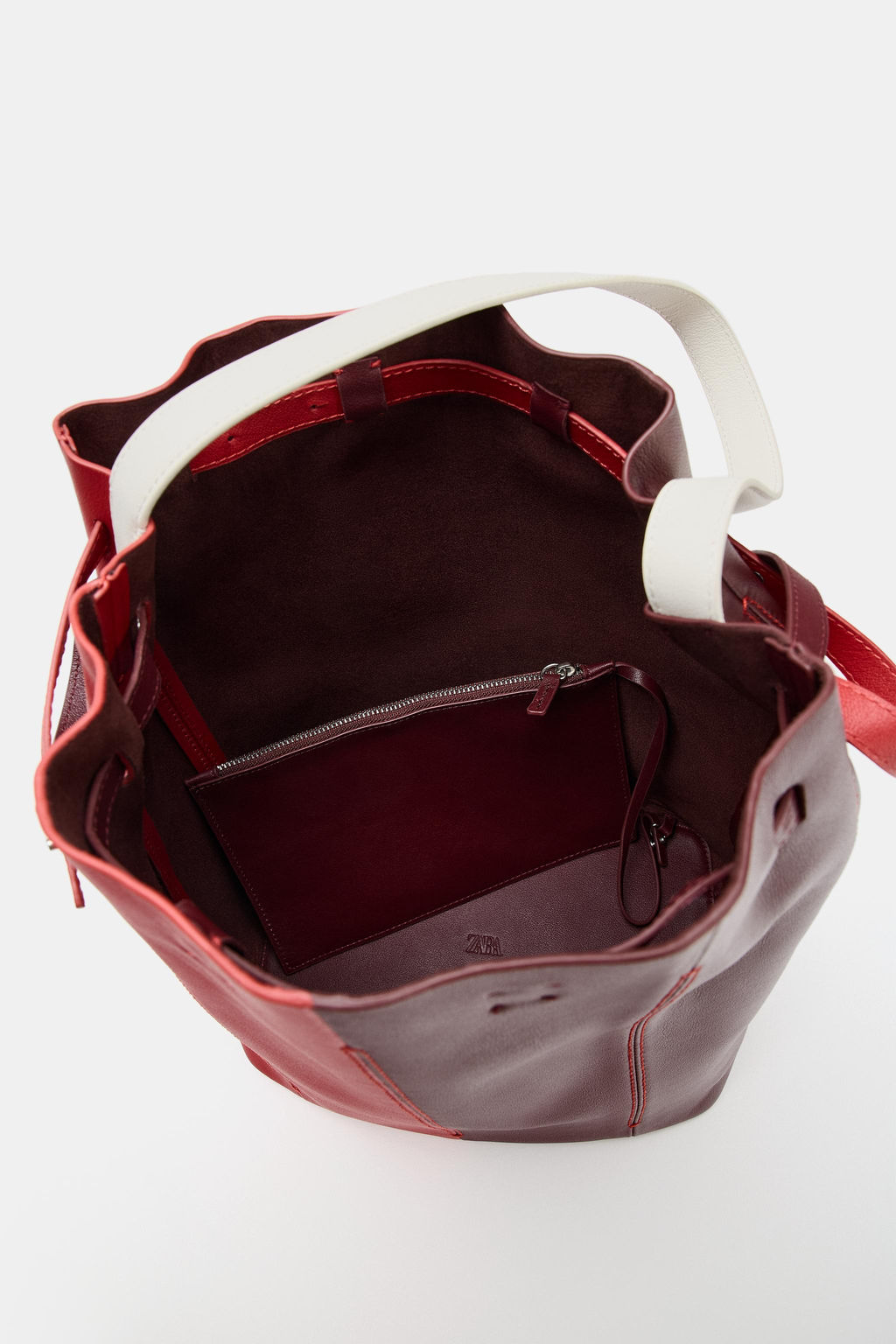 MAXI BOLSO PIEL COMBINADO / Rojo - Zara фото 7