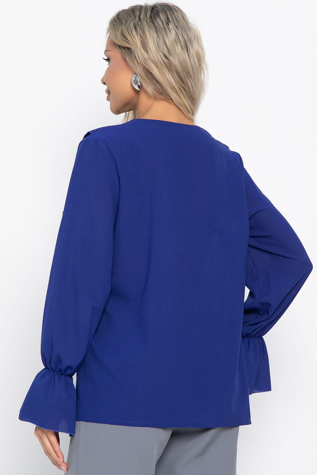 Блуза шифоновая Вэнси (синяя) Б15023-8М