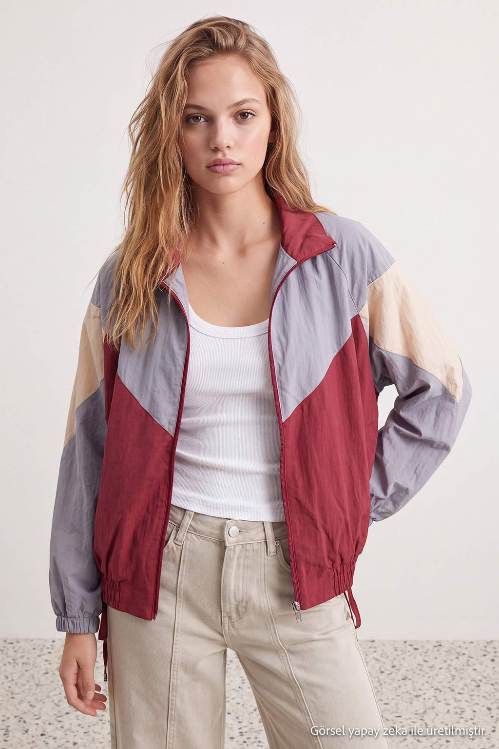 Bordo Oversize Kal_p Renk Bloklu Yazl_k _nce Mont TWOAW27MO00135 - Trendyolmilla фото 3