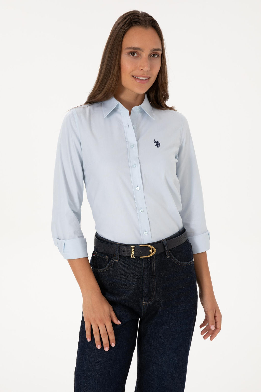 Kad_n A__k Mavi Uzun Kollu Basic G_mlek Sepette S_rpriz _ndirim - U.s. polo assn фото 3