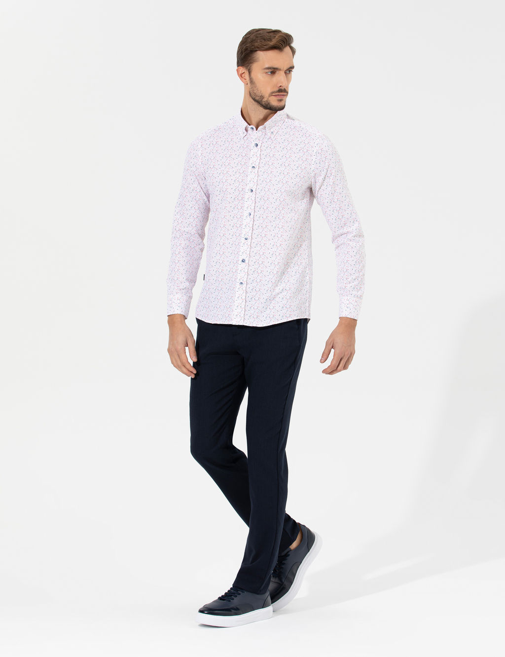 K_rm_z_ Slim Fit Uzun Kollu G_mlek