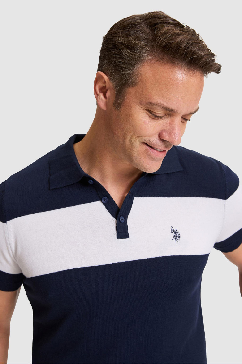 Erkek Lacivert Slim Fit Polo Yaka Triko Ti__rt