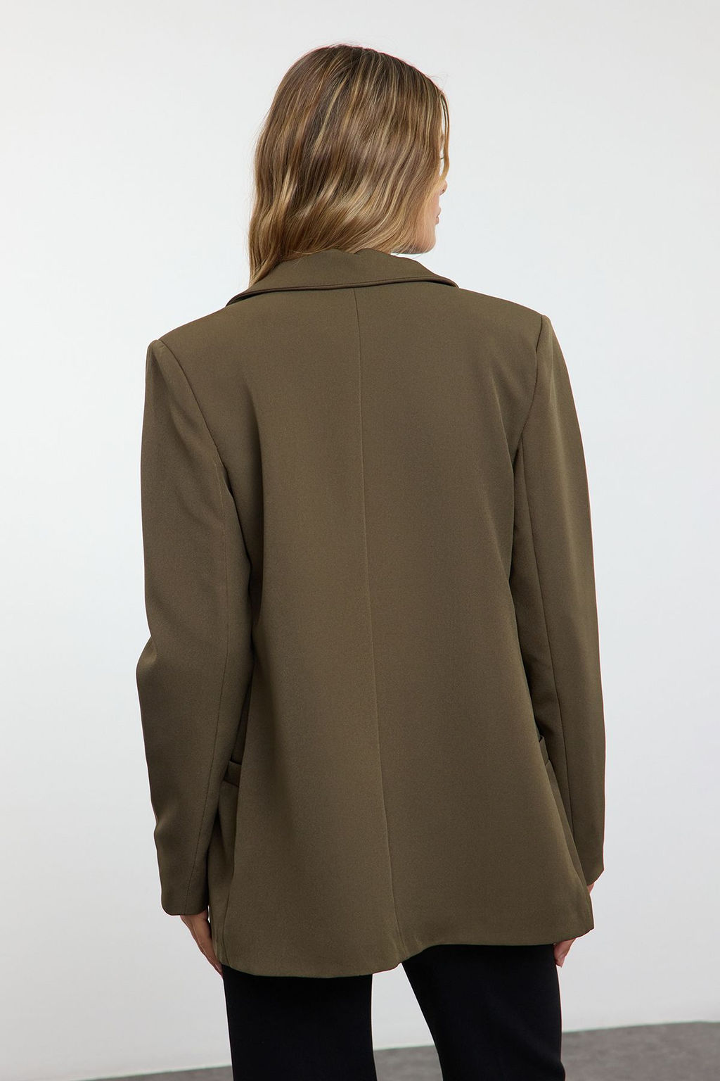 Koyu Haki Regular Astar Detayl? Dokuma Blazer Ceket TWOAW20CE0316