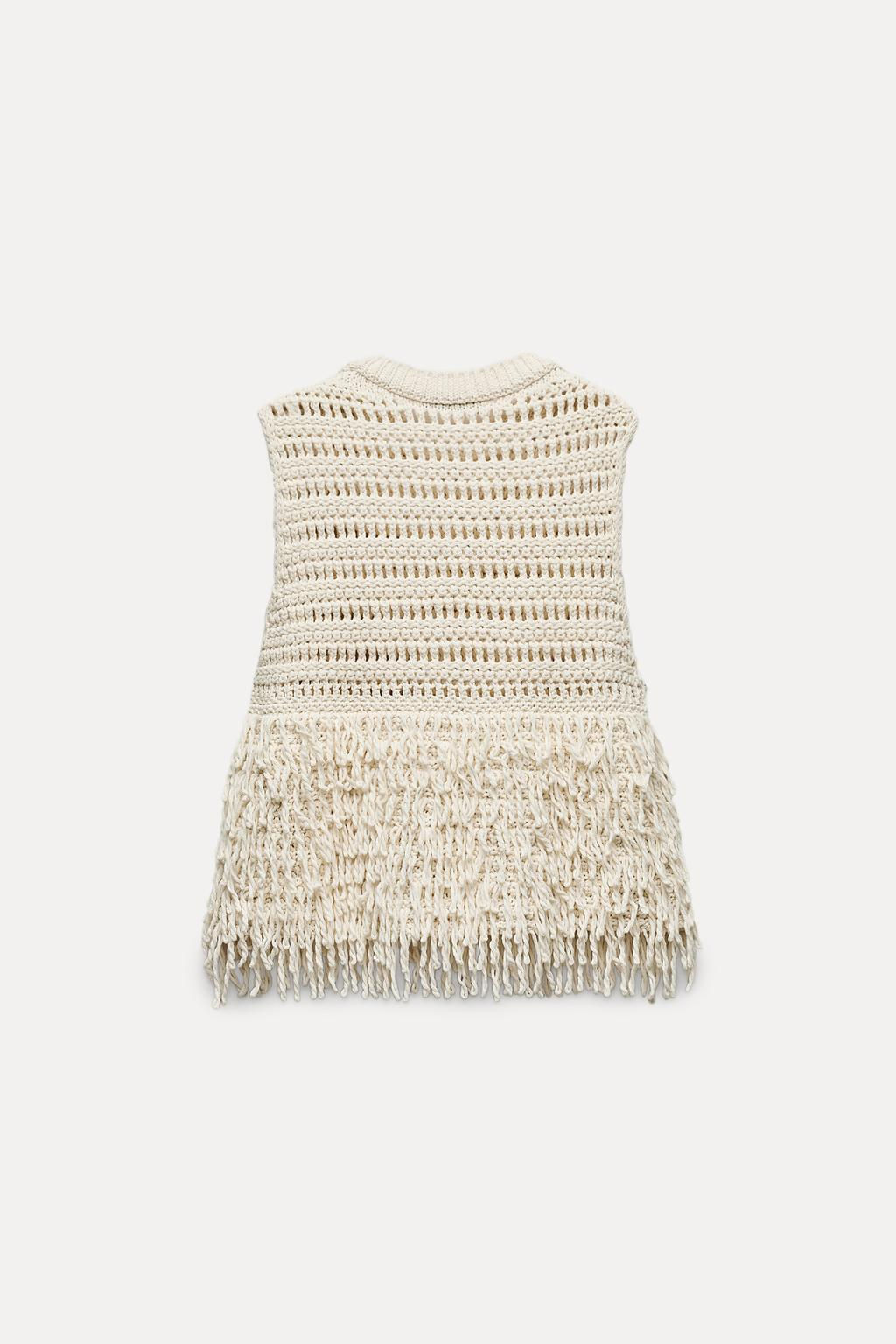 TEXTURED KNIT TOP WITH FRINGING - Zara фото 5