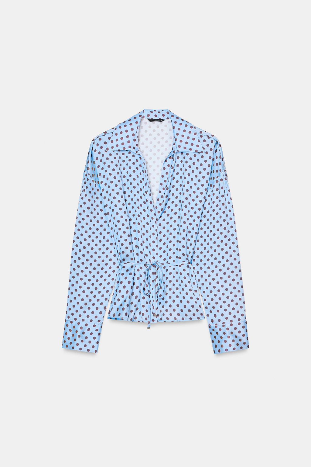 POLKA DOT SATIN SHIRT WITH BELT - Zara фото 12