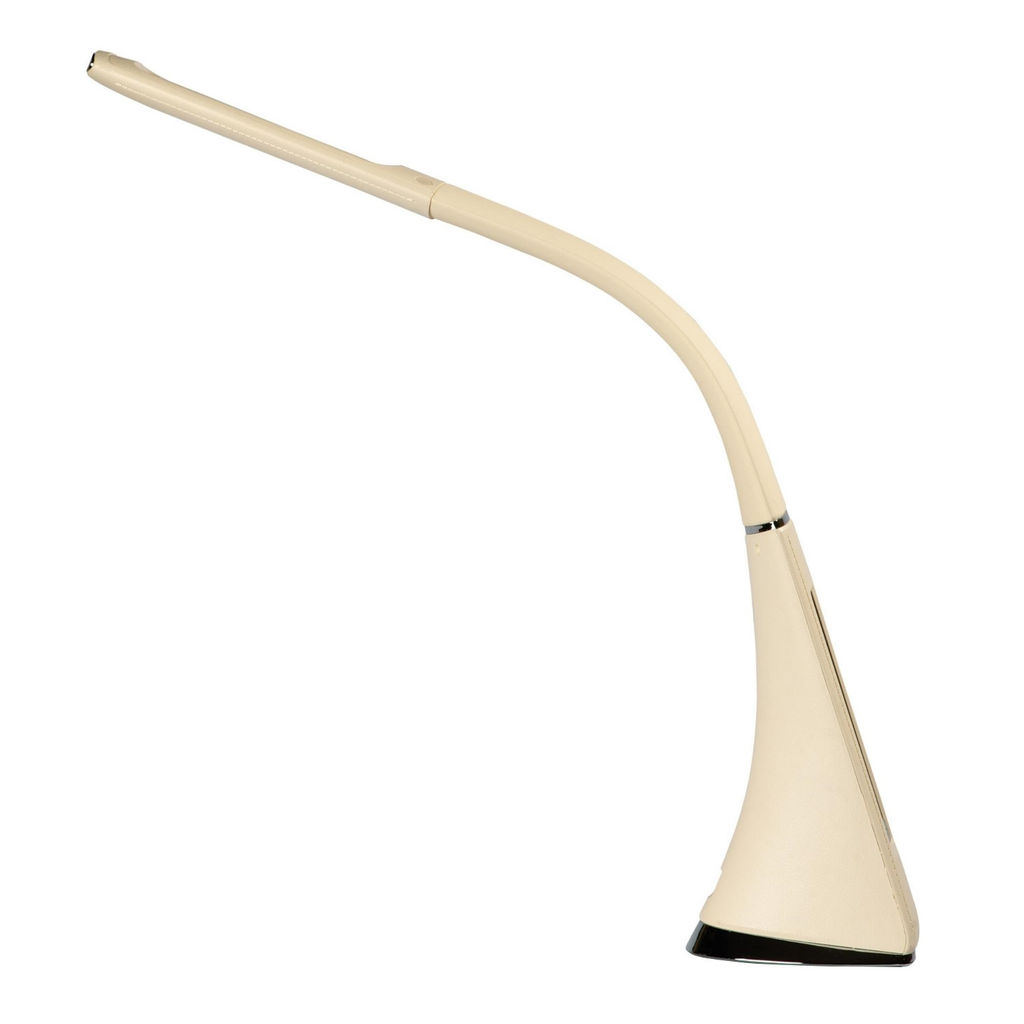 TLD-542 Cream/LED/300Lm/5000K/Dimmer Светильник настольный c часами, календарем, термометром, 5W. Сенсорный выключатель. Кремовый (стилизован под кожу). TM Uniel.