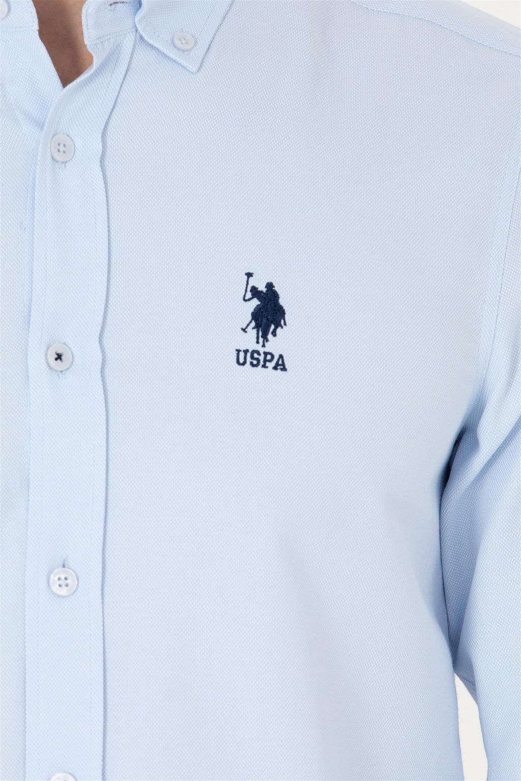 Мужская голубая базовая рубашка с длинным рукавом - U.s. polo assn фото 7