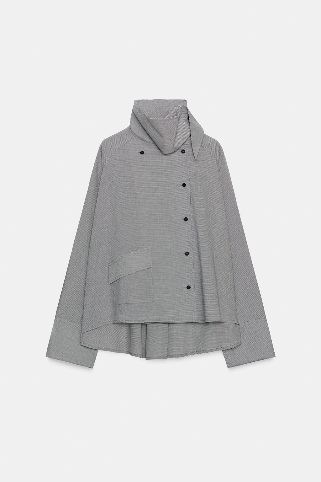 OVERSIZE CHECK SHIRT WITH FLAP POCKET ZW COLLECTION - Zara фото 5