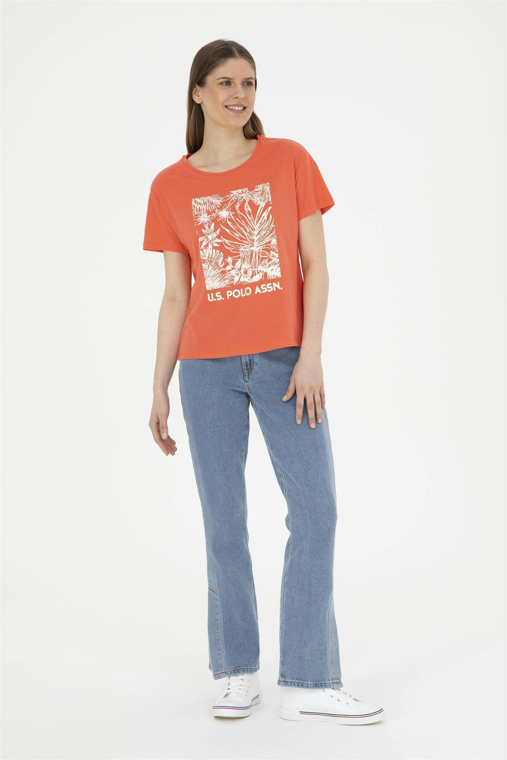 Женская футболка с круглым вырезом и цветком граната Неожиданная скидка в корзине - U.s. polo assn фото 4