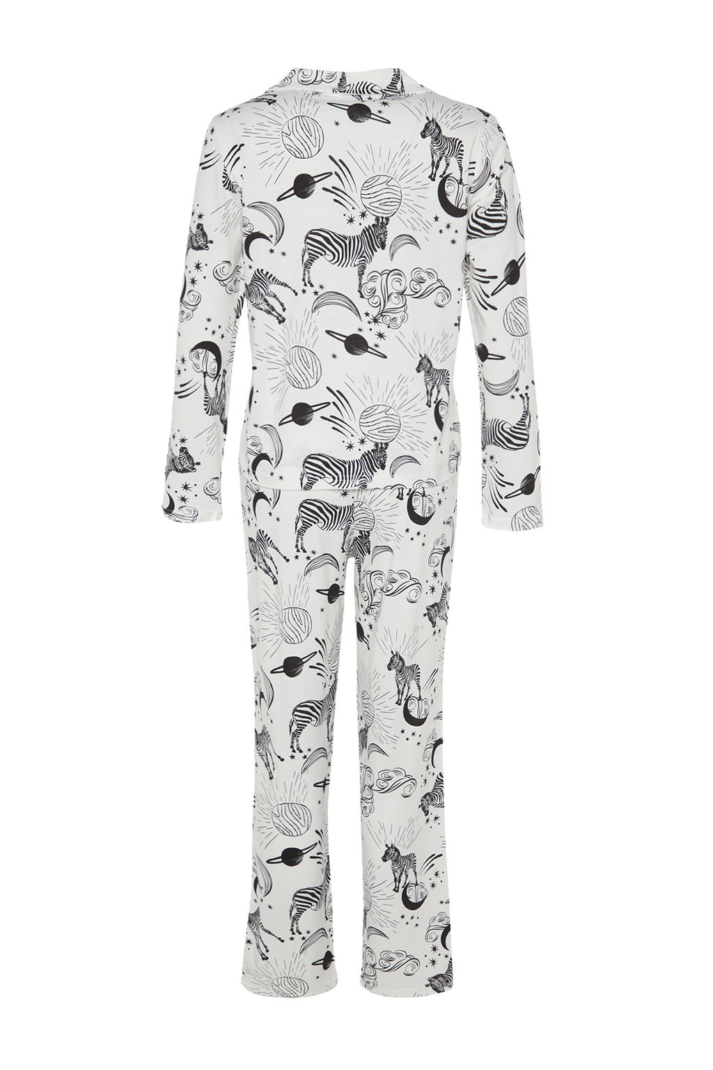 Trendyolmilla Ekru %100 Pamuklu Ay?c?kl? Gomlek-Pantolon Orme Pijama Tak?m? THMAW24PT00002  фото 32