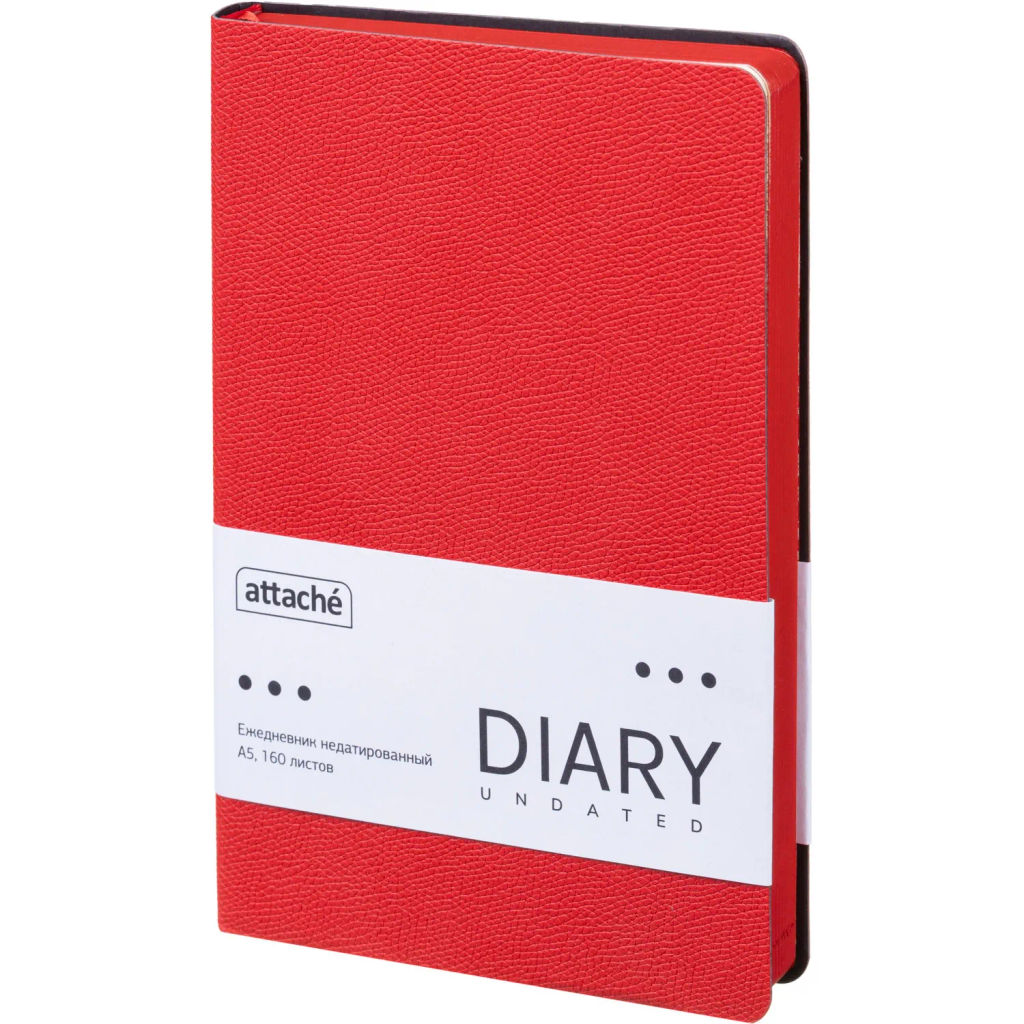 Ежедневник недатированный Attache А5, 160л, 138x213мм иск. кожа, красный фото 2