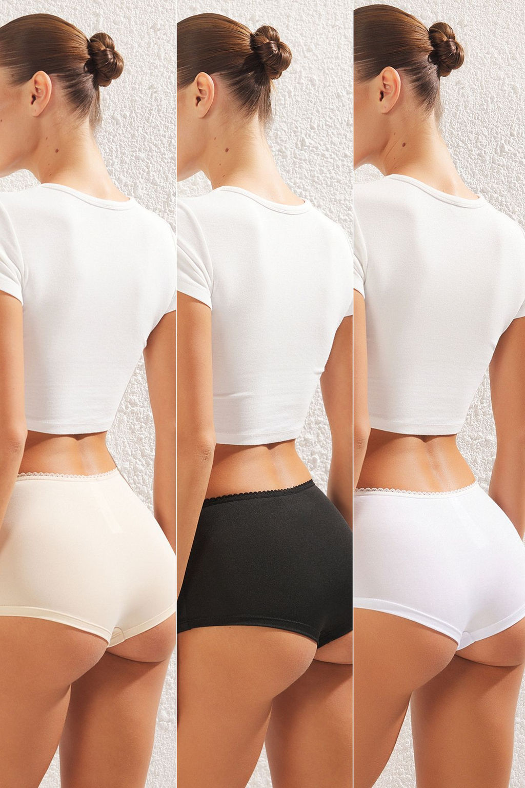 Trendyolmilla Siyah-Beyaz-Ten 3lu Paket Micro Gul Aksesuarl? Boxer Orme Kulot THMSS25KU00026  фото 2