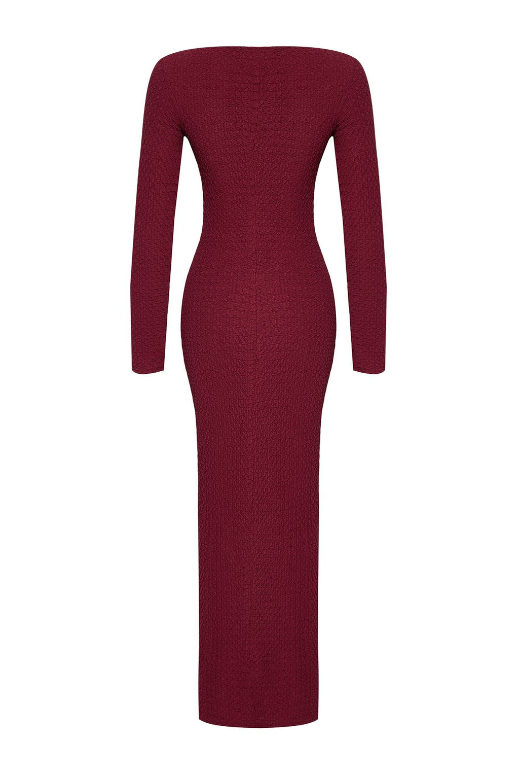 TRENDYOLMILLA Bordo Duz Dokulu Fitted/Vucuda Oturan Maxi Orme Elbise TWOAW25EL00097  фото 15