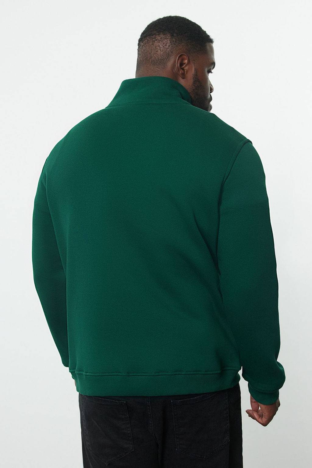 TRENDYOL MAN Yesil Buyuk Beden Oversize/Normal Kesim Dik Yaka Fermuarl? Ici Polarl? Sweatshirt TMNAW24AO00024 - Trendyolmilla фото 5