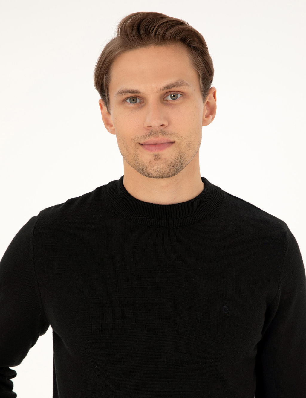 Siyah Slim Fit Yar_m Bal_k__ Yaka Basic Triko Kazak - Pierre cardin фото 2