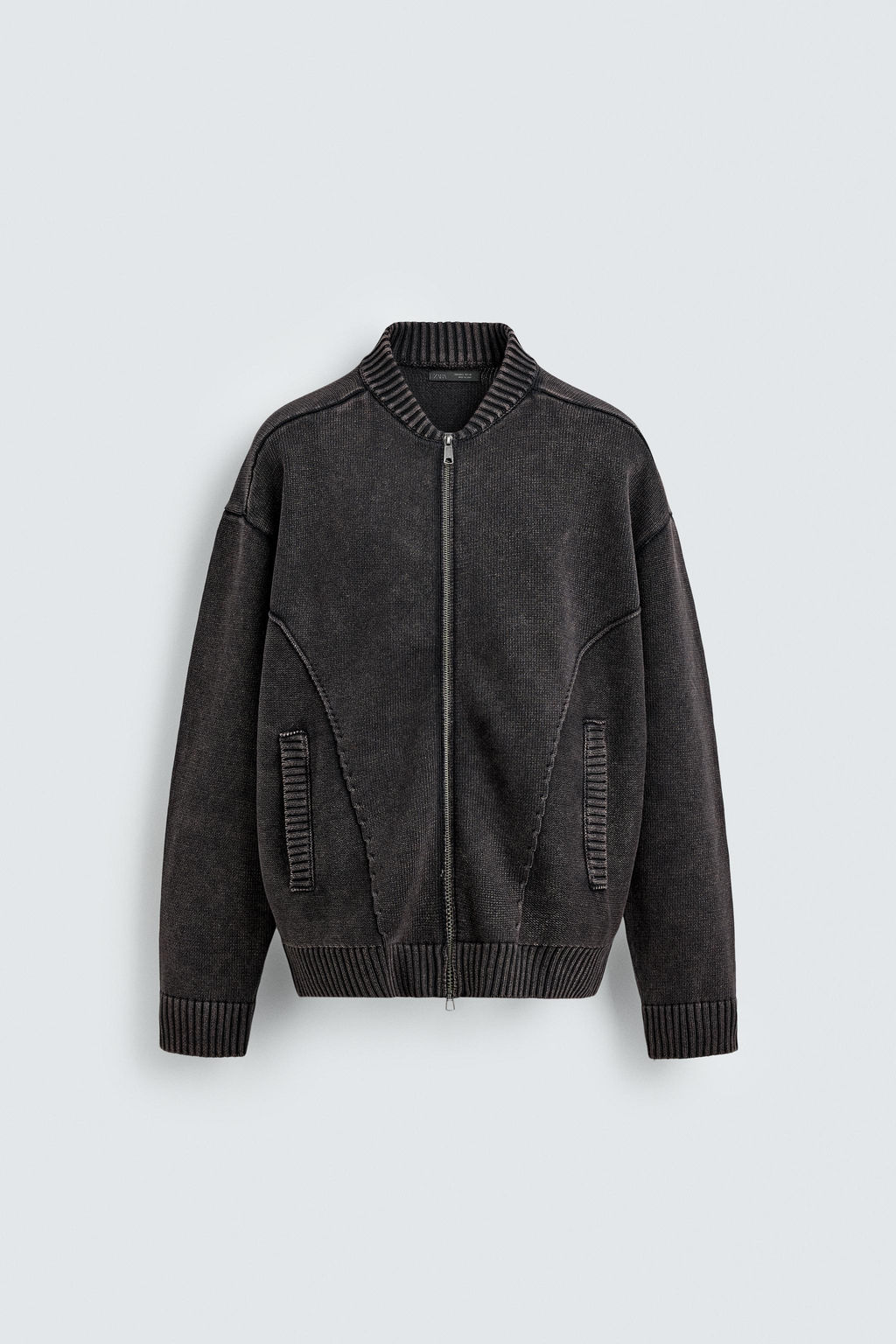 WASHED KNIT BOMBER JACKET - Zara фото 6