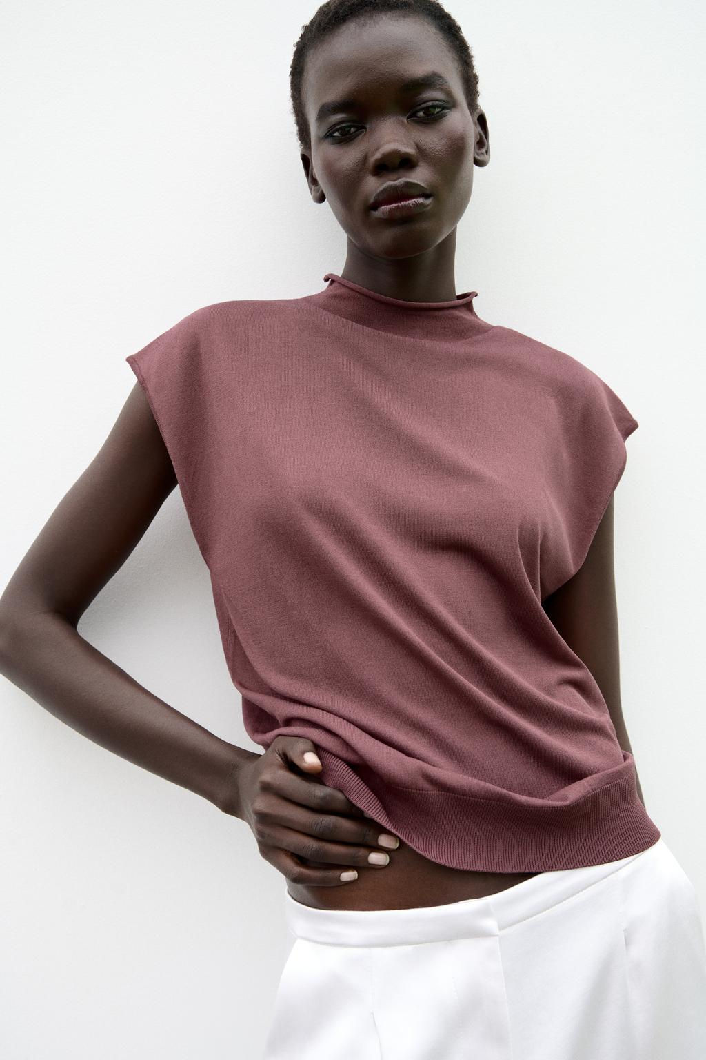 SLEEVELESS PLAIN KNIT TOP - Zara фото 2