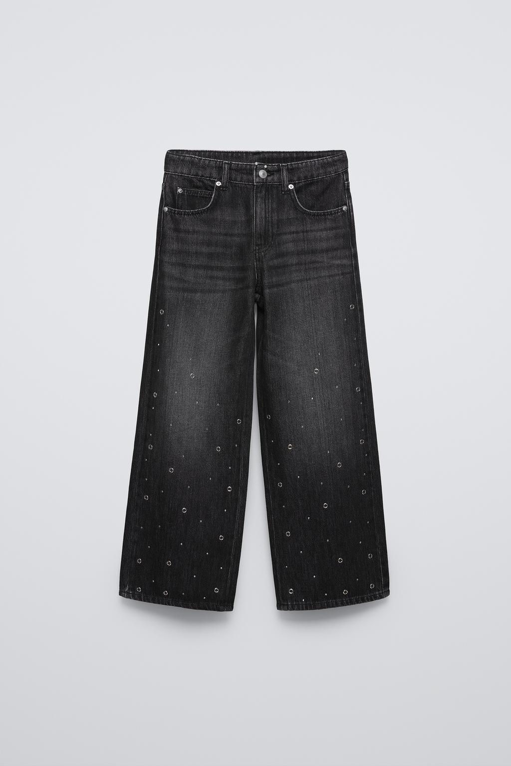 STUDDED WIDE-LEG JEANS