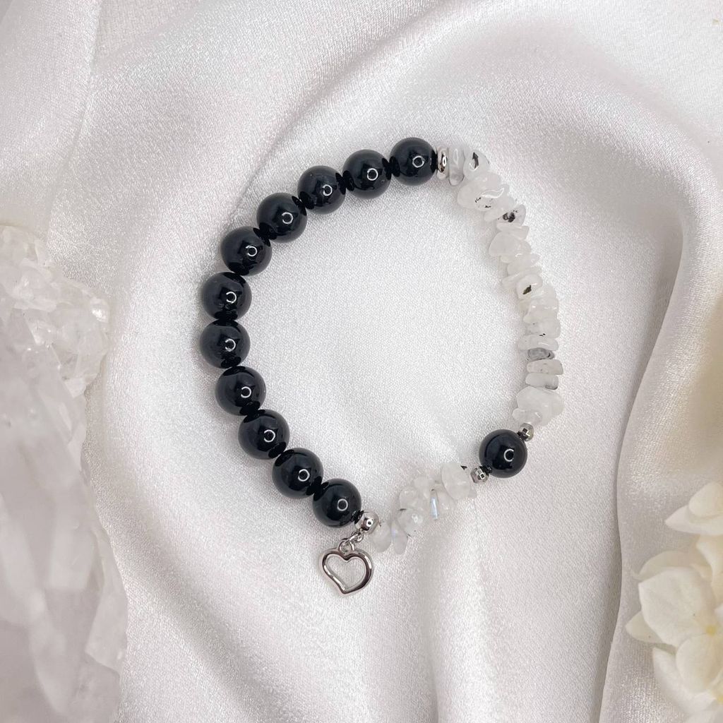 Браслет из Турмалина и Лунного камня 17 см