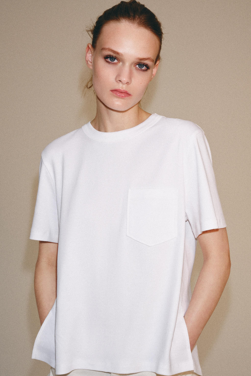 CAMISETA INTERLOCK BOLSILLO / Blanco - Zara фото 4