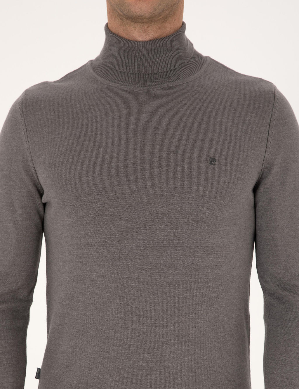 Gri Melanj Slim Fit Bal_k__ Yaka Basic Triko Kazak - Pierre cardin фото 6