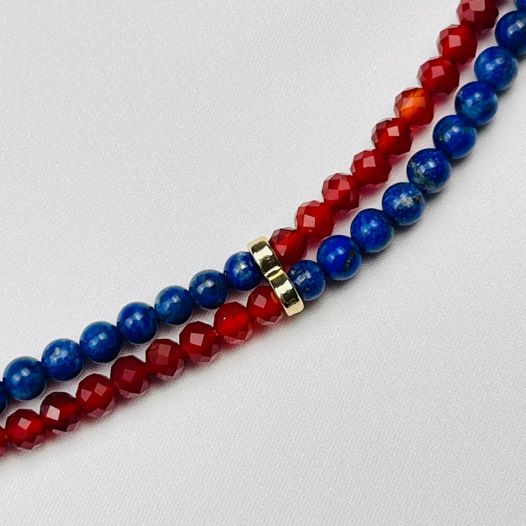 Колье двойное из Лазурита и Сердолика 38 см +