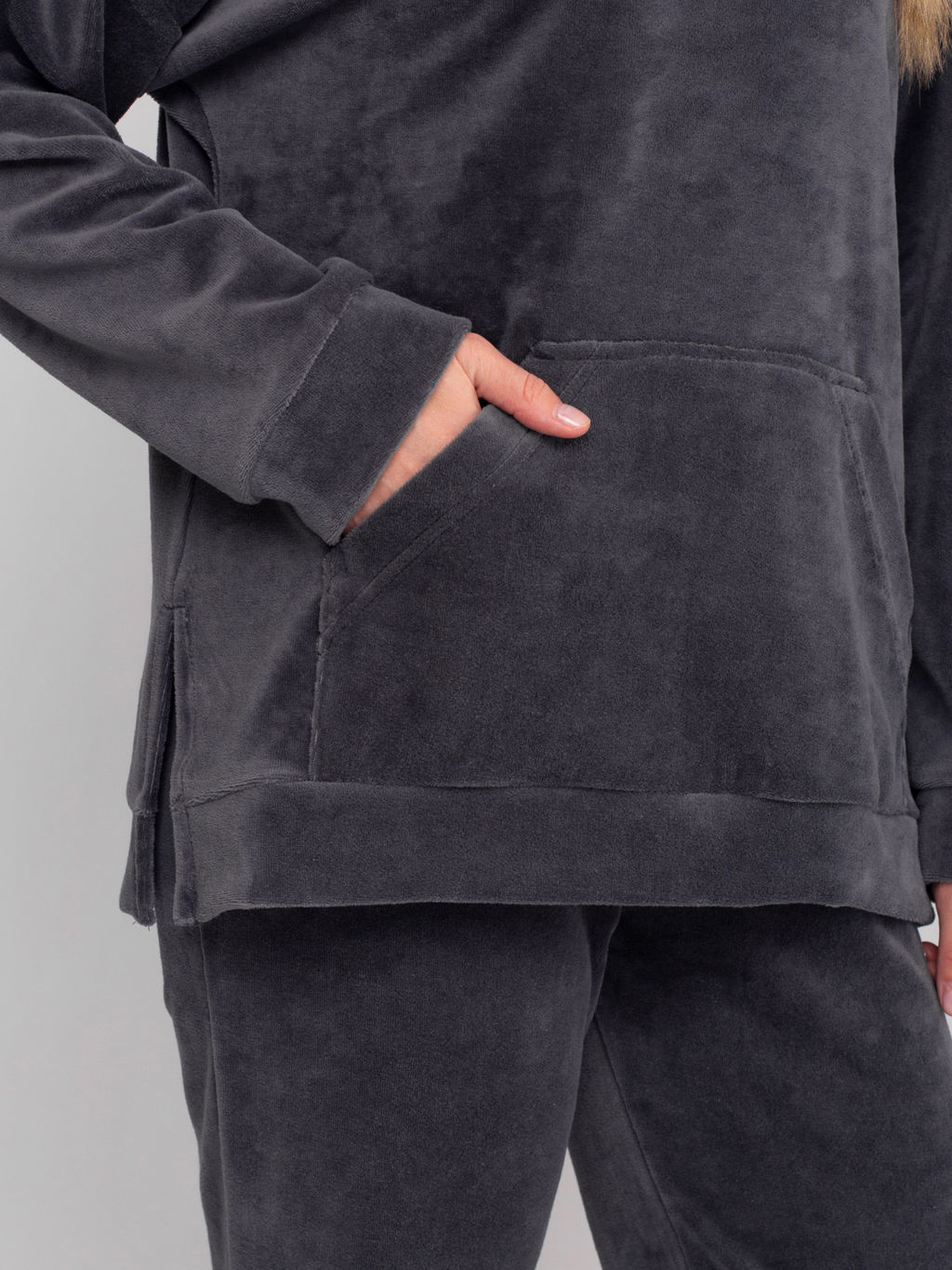 Костюм женский велюровый с брюками АИША ГРАФИТ - Domtrik фото 2