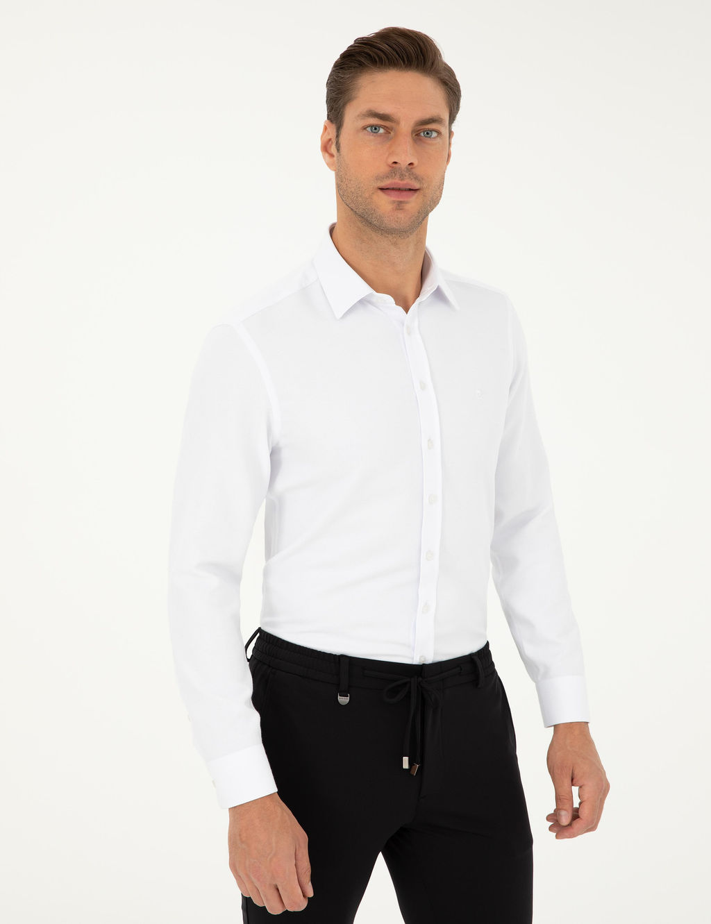 Beyaz Slim Fit Arm_rl_ Uzun Kollu G_mlek