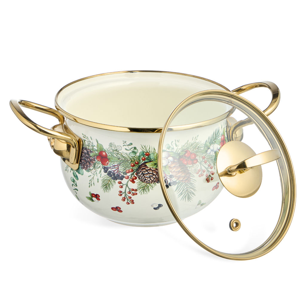 КАСТРЮЛЯ ЭМАЛИРОВАННАЯ AGNESS СО СТЕКЛЯННОЙ КРЫШКОЙ СЕРИЯ CELEBRATION, 1.5 Л, 16*10 СМ фото 6