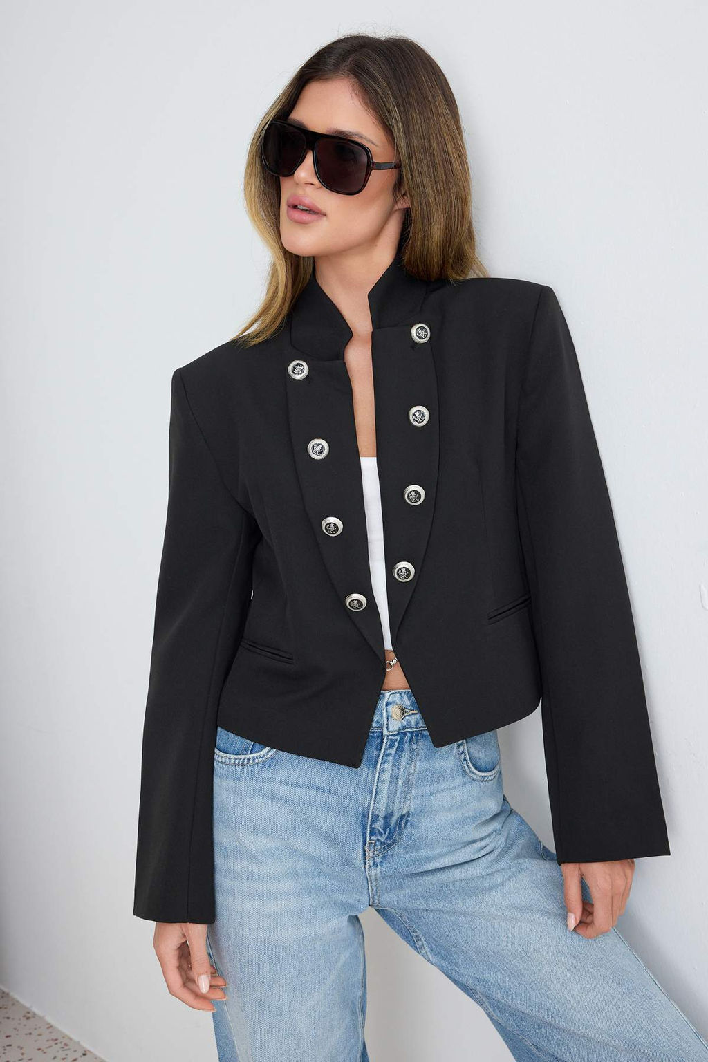 Siyah D__meli Fitted/V_cuda Oturan Blazer Ceket TWOAW27BC00014 - Trendyolmilla фото 2