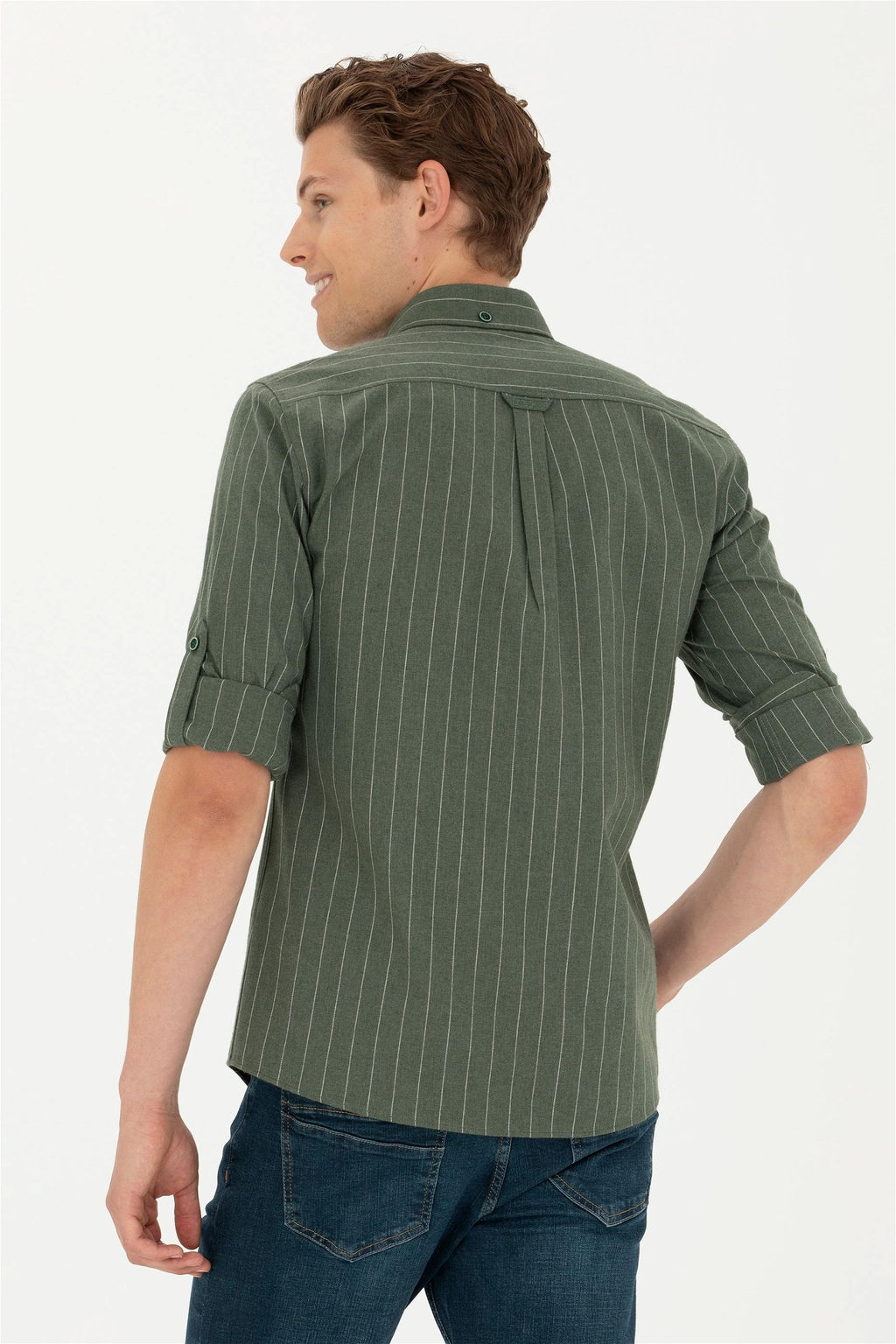 U. S. Polo Assn / Мужская зеленая рубашка с длинным рукавом - U.s. polo assn фото 5