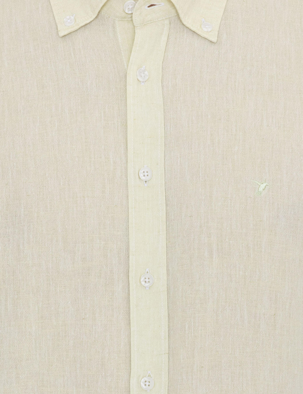 Рубашка узкого кроя с длинными рукавами из смесового льна фисташкового цвета