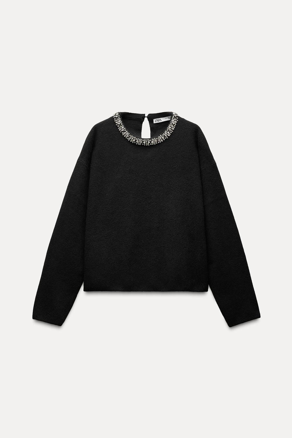 JEWELLED NECK KNIT SWEATER - Zara фото 3