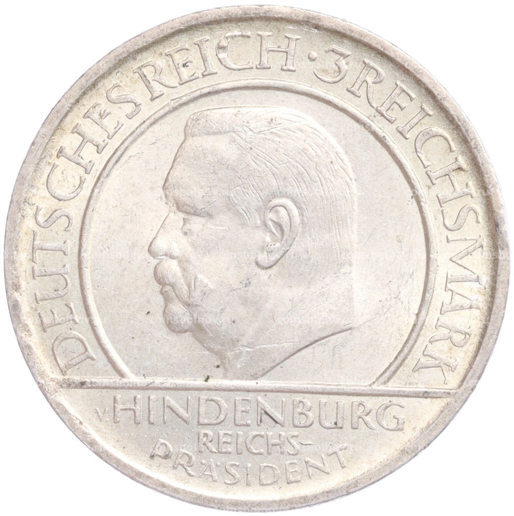 3 рейхсмарки 1929 года A Германия 10 лет Веймарской конституции