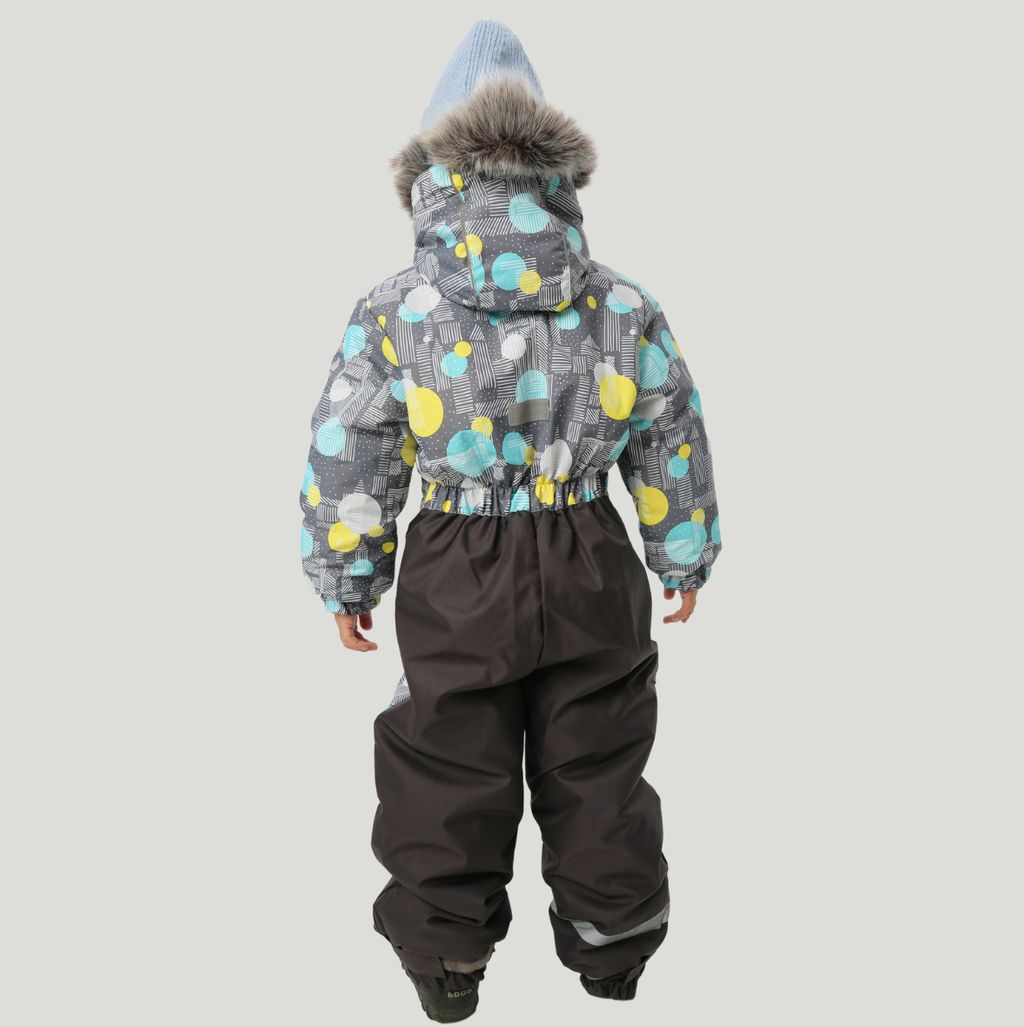Зимний комбинезон для детей с лямками, MATTY 2210 Серый-жёлтый - Caimano фото 5