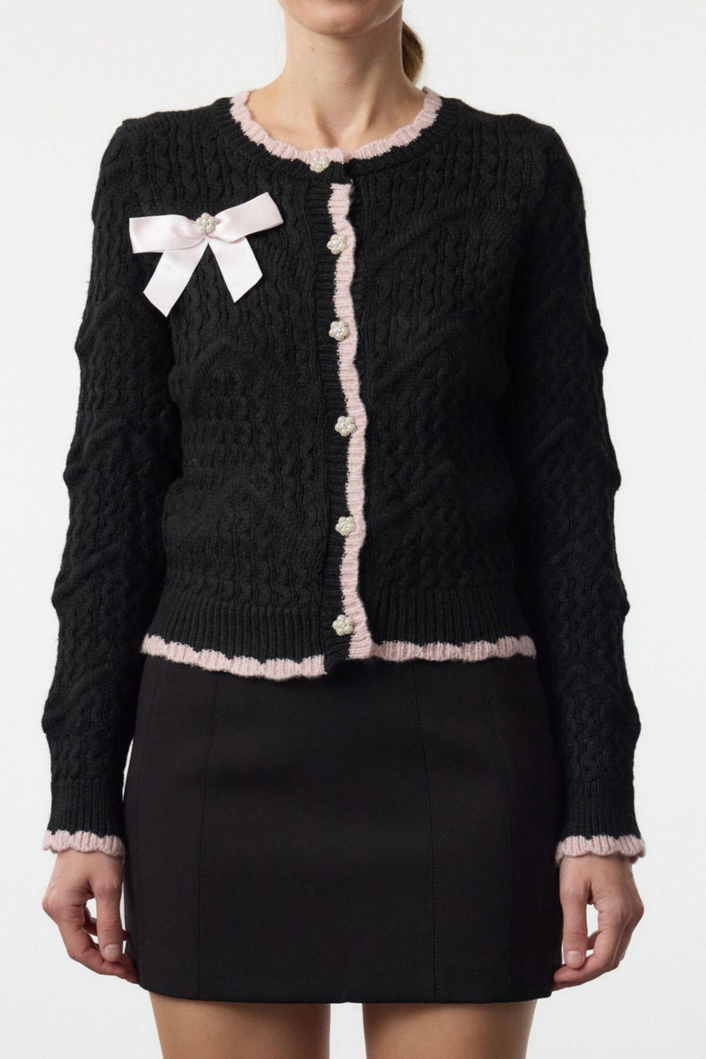 TRENDYOLMILLA Ekru Kurdele/Fiyonk Detayl? Boncuk Islemeli Triko H?rka TWOAW25HI00247  фото 4