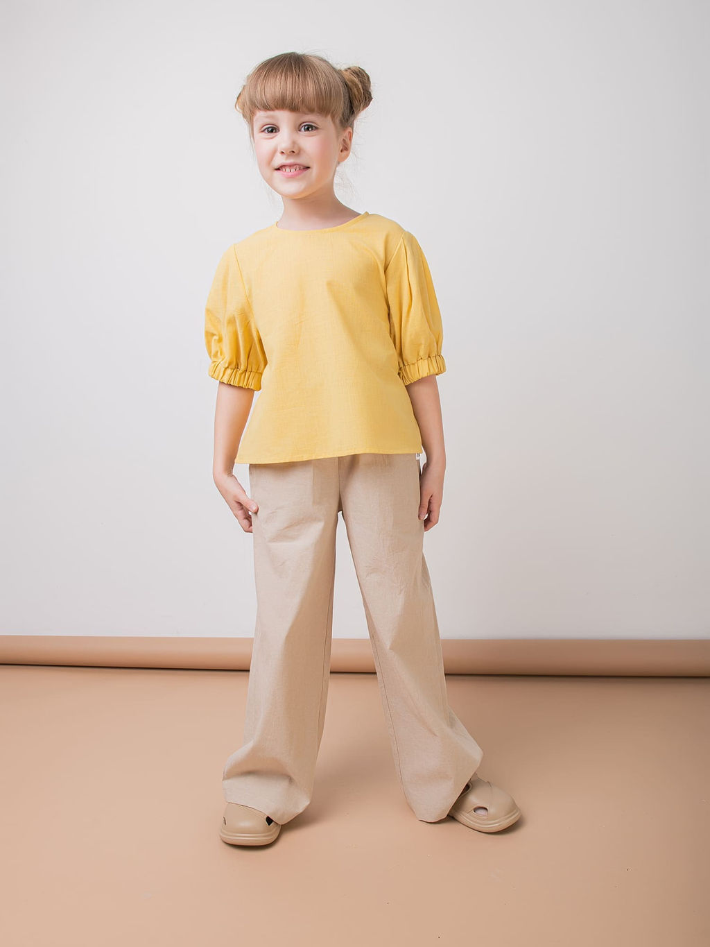 Брюки палаццо хлопковые Песок - Bungly фото 6