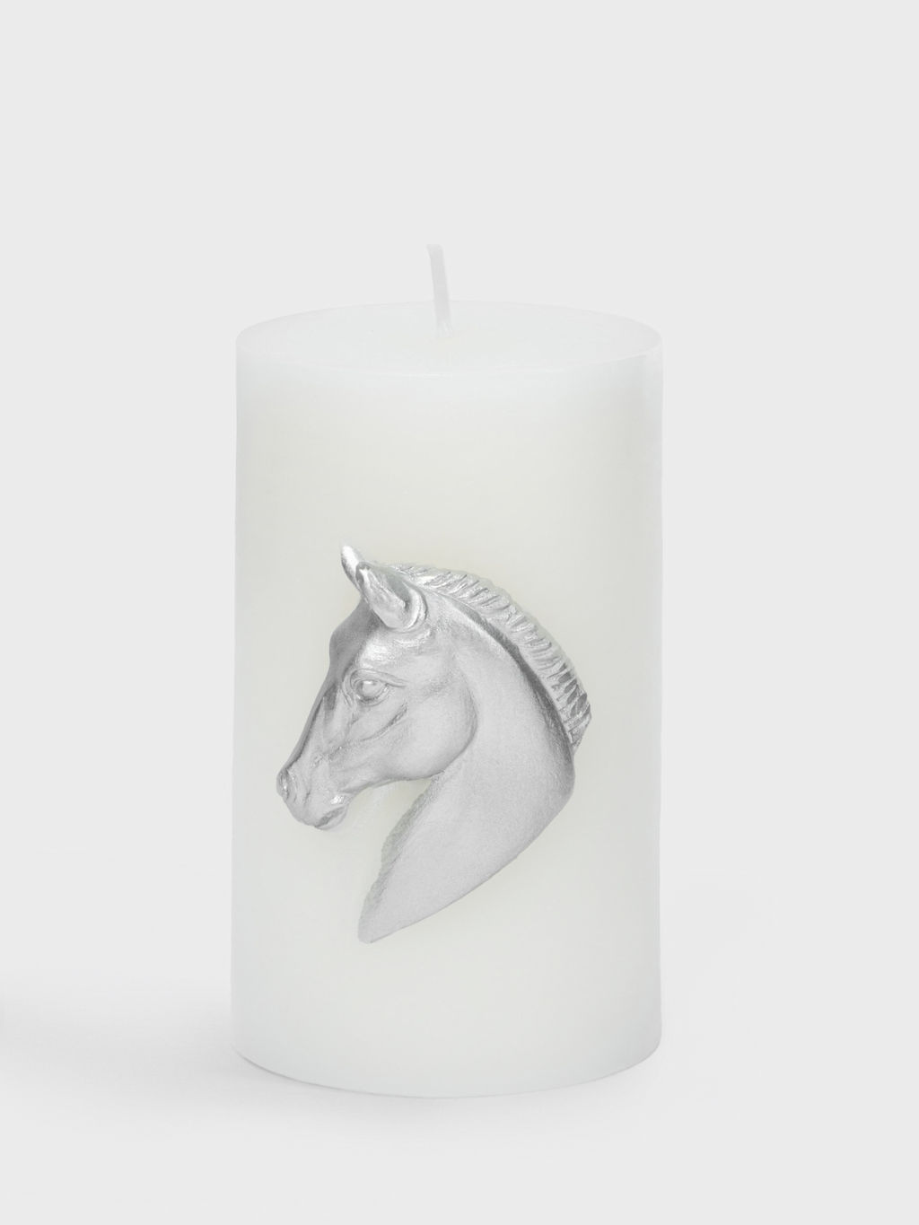 Свеча, 10 см, цилиндрическая, серебристая, Лошадь, Horse