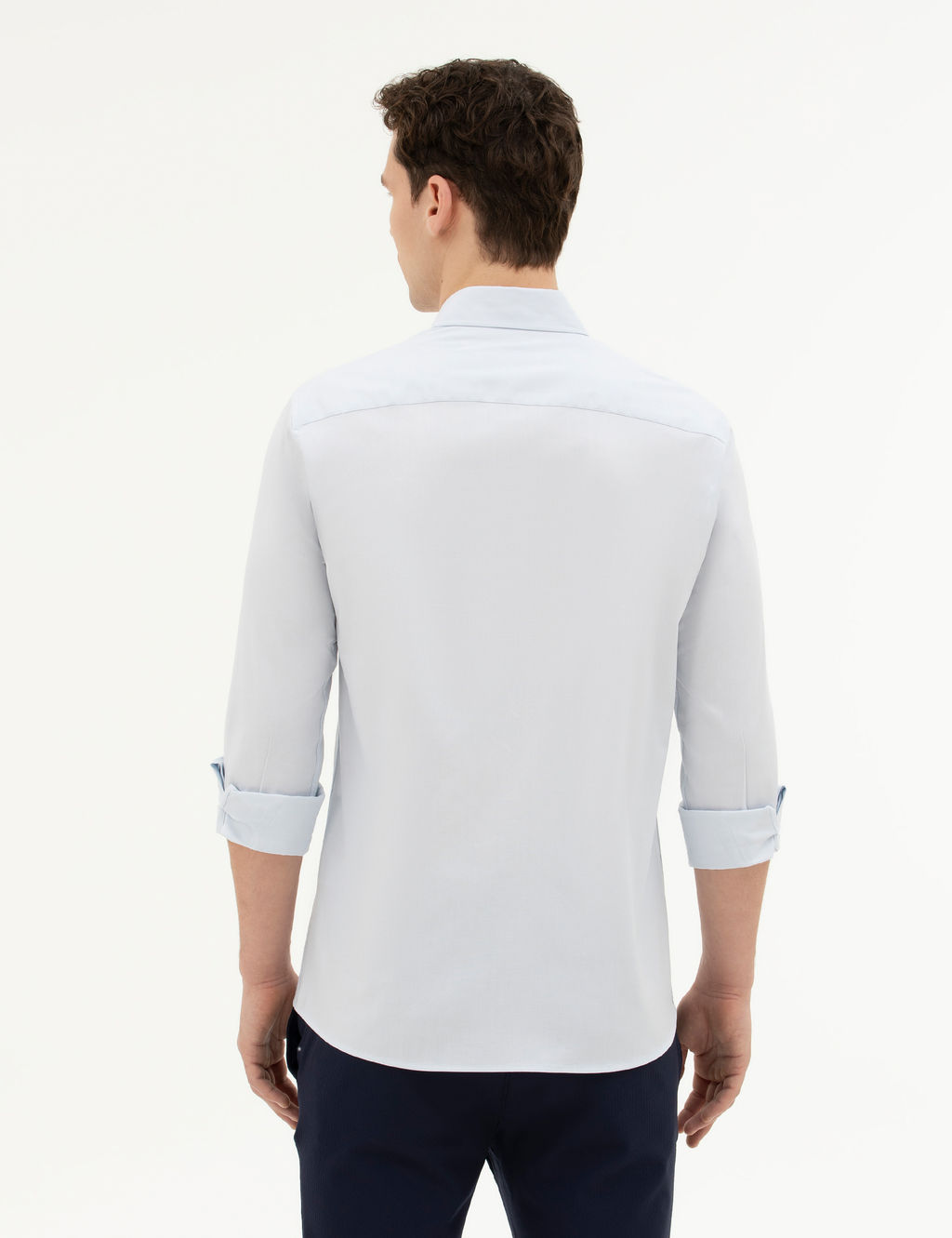 A__k Mavi Slim Fit Uzun Kollu G_mlek
