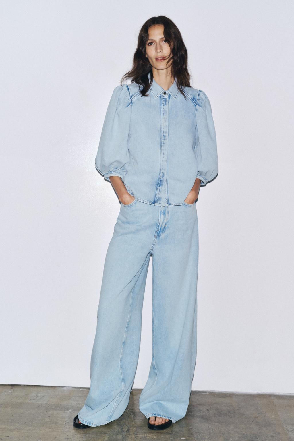 ZW COLLECTION HIGH-WAIST PALAZZO JEANS - Zara фото 19