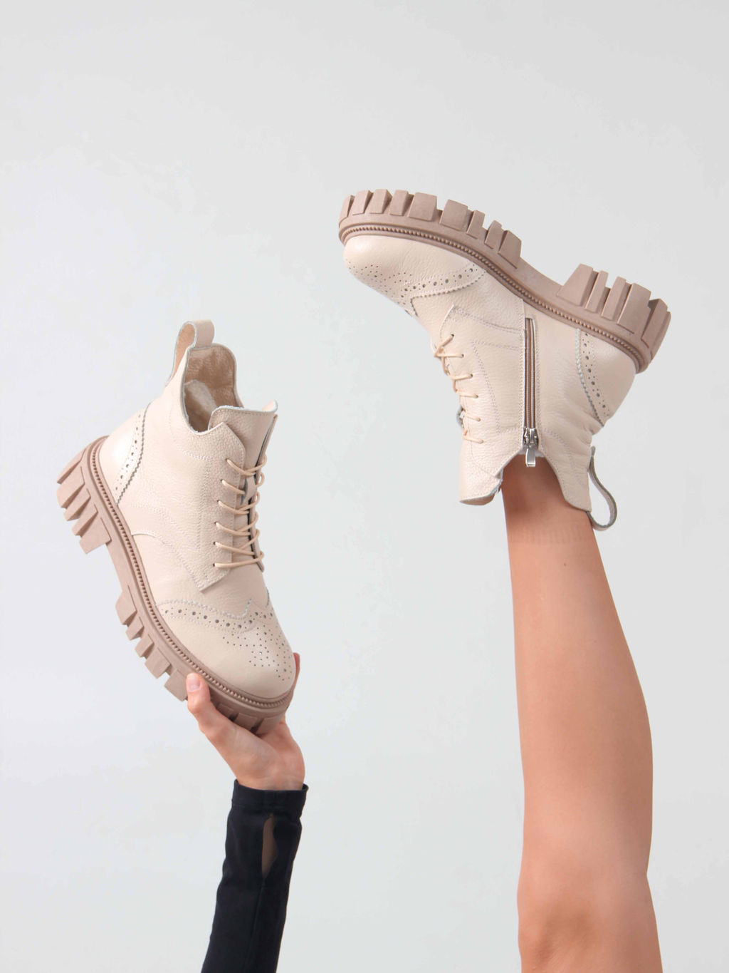 Ботинки 338.21153be.Бежевый макс/Мех