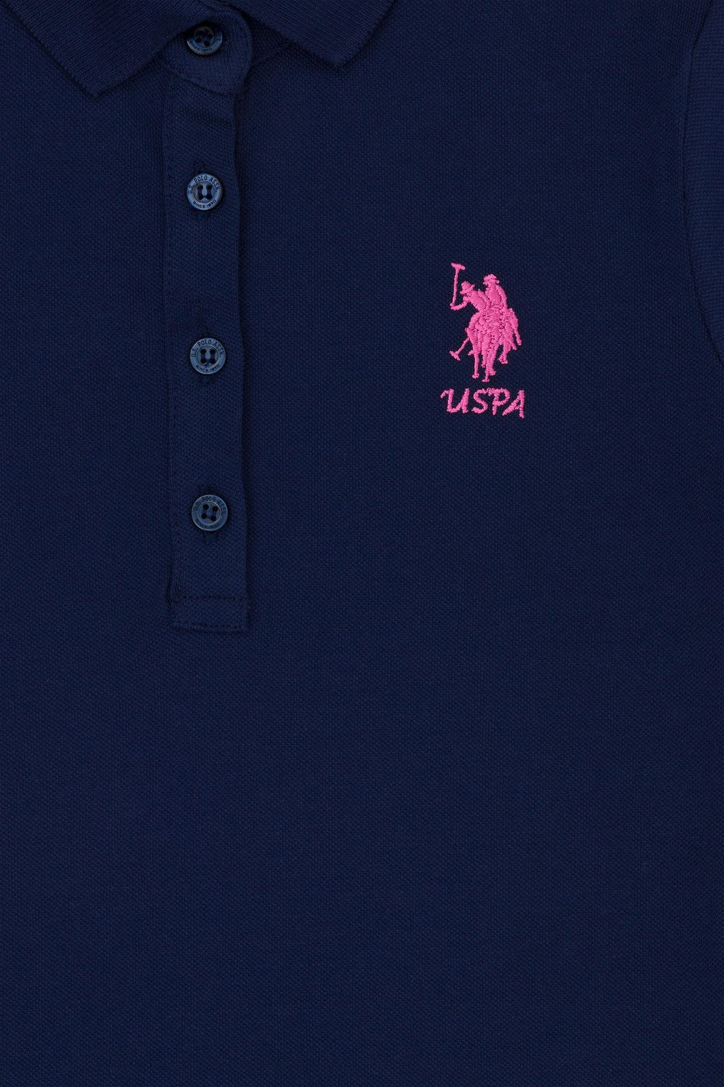 Темно-синее трикотажное платье с короткими рукавами для девочки - U.s. polo assn фото 3
