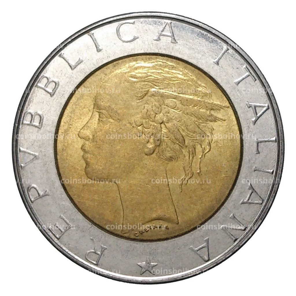 Монета 500 лир 1986 года