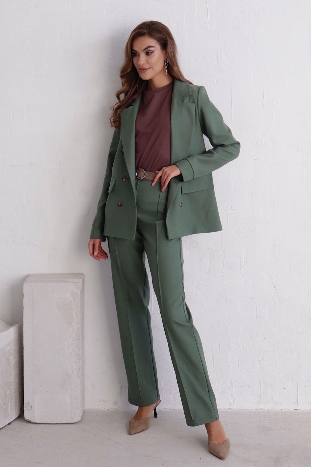 11722 Брюки со стрелками в приглушённом зелёном - Martichelli фото 11