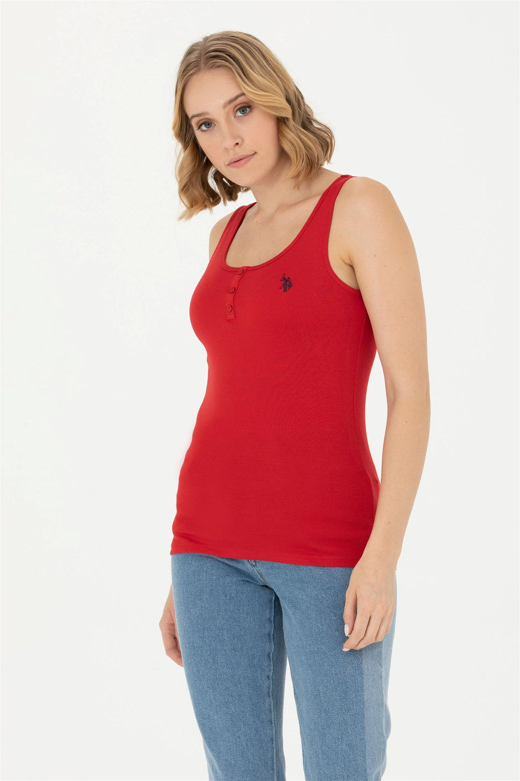 Женская красная базовая футболка - U.s. polo assn фото 8