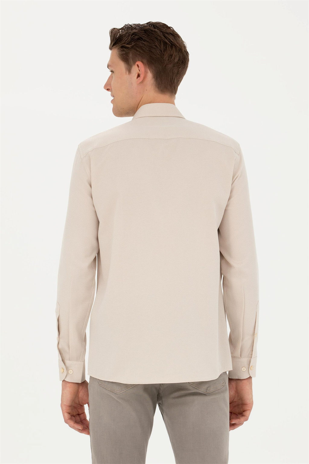 Мужская рубашка песочного цвета с длинным рукавом - U.s. polo assn фото 5