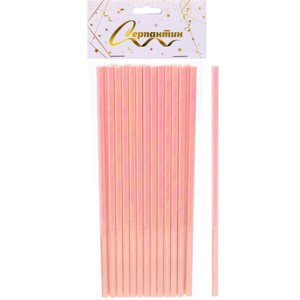 Трубочка для коктейля "Волшебство" 19,5 см d-6 мм (набор 25 шт), Розовый